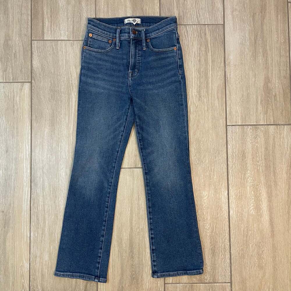 Madewell Cali Demi Boot Jeans Womens 25 High Rise Cropped Flare Blue Denim